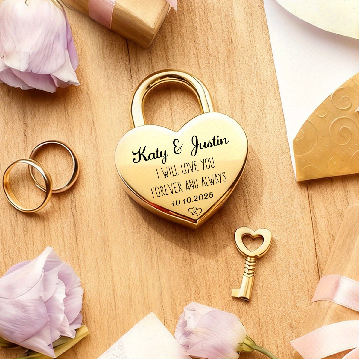 Personalized Heart Shaped Lock with Heart Key